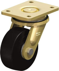 Blickle - 5" Diam x 1-31/32" Wide x 6-11/16" OAH Top Plate Mount Swivel Caster - Solid Rubber, 704 Lb Capacity, Ball Bearing, 5-1/2 x 4-3/8" Plate - Caliber Tooling