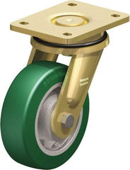 Blickle - 6" Diam x 1-31/32" Wide x 7-7/8" OAH Top Plate Mount Swivel Caster - Polyurethane-Elastomer Blickle Softhane, 1,210 Lb Capacity, Ball Bearing, 5-1/2 x 4-3/8" Plate - Caliber Tooling