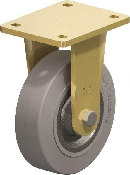 Blickle - 6-1/2" Diam x 1-31/32" Wide x 8-5/64" OAH Top Plate Mount Rigid Caster - Solid Rubber, 990 Lb Capacity, Ball Bearing, 5-1/2 x 4-3/8" Plate - Caliber Tooling