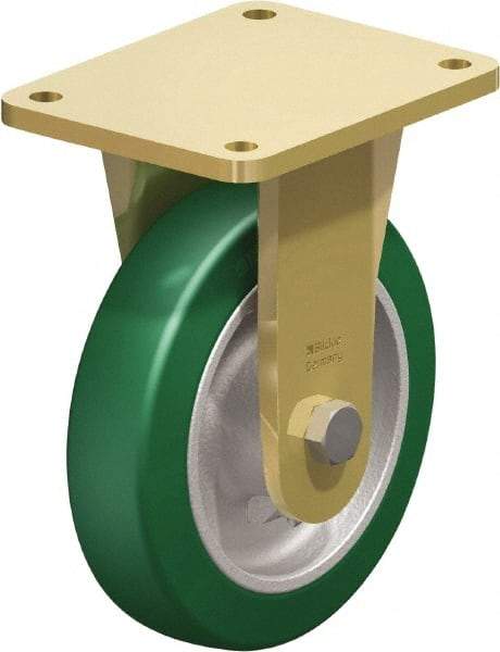 Blickle - 8" Diam x 1-31/32" Wide x 9-41/64" OAH Top Plate Mount Rigid Caster - Polyurethane-Elastomer Blickle Softhane, 1,760 Lb Capacity, Ball Bearing, 5-1/2 x 4-3/8" Plate - Caliber Tooling