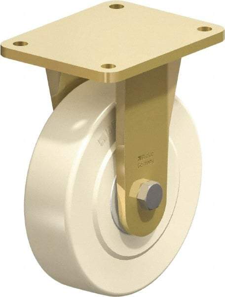 Blickle - 8" Diam x 2-5/32" Wide x 10-1/32" OAH Top Plate Mount Rigid Caster - Impact-Resistant Cast Nylon, 6,600 Lb Capacity, Ball Bearing, 6-7/8 x 5-1/2" Plate - Caliber Tooling