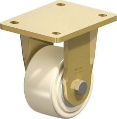 Blickle - 4" Diam x 2-5/32" Wide x 5-5/64" OAH Top Plate Mount Rigid Caster - Impact-Resistant Cast Nylon, 3,300 Lb Capacity, Ball Bearing, 5-1/2 x 4-3/8" Plate - Caliber Tooling