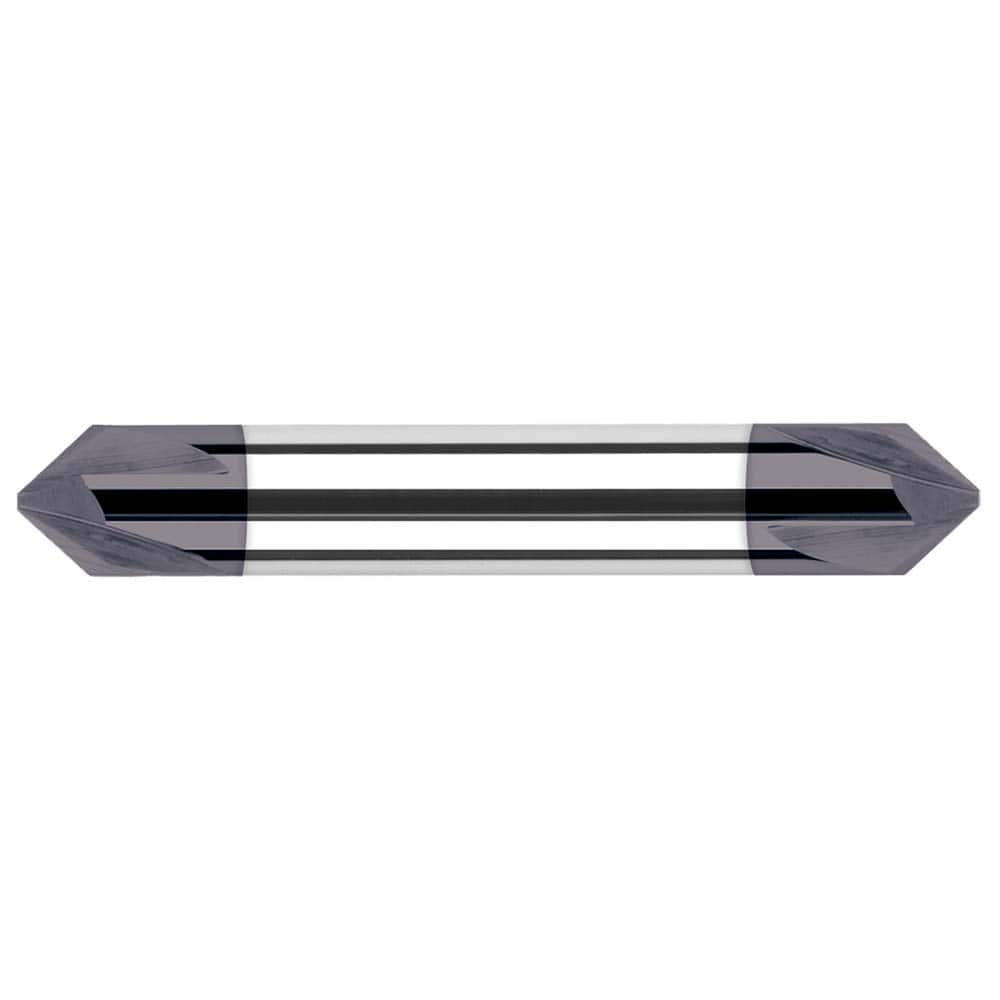 Chamfer Mill: 3 Flutes, Solid Carbide 2-1/2″ OAL, 1/4″ Shank Dia, AlTiN Coated