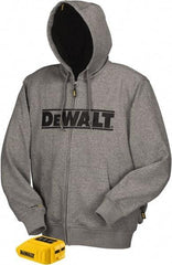 DeWALT - Size S Heated & Cold Weather Jacket - Gray, Polyester, Zipper Closure - Caliber Tooling