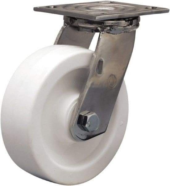 Hamilton - 6" Diam x 2" Wide x 7-1/2" OAH Top Plate Mount Swivel Caster - Polyolefin, 750 Lb Capacity, Delrin Bearing, 3-3/4 x 4-1/2" Plate - Caliber Tooling