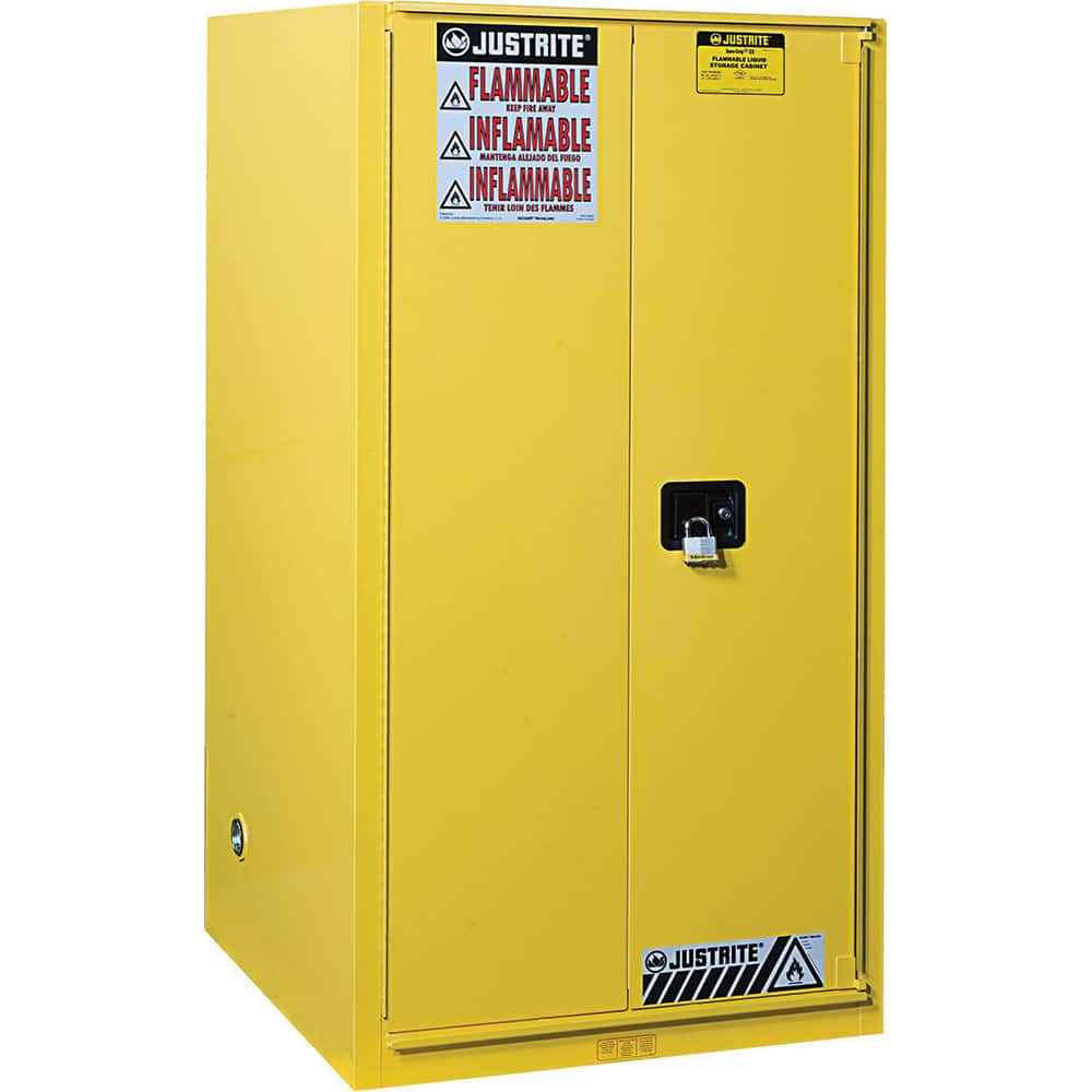 Justrite - 1 Door 2 Shelf 60 Gal Safety Cabinet for Flammable Substances - Exact Industrial Supply