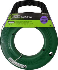 Greenlee - 200 Ft. Long x 1/8 Inch Wide, 0.045 Inch Thick, Stainless Steel Fish Tape - 400 Lb. Pulling Strength, Includes Case - Caliber Tooling