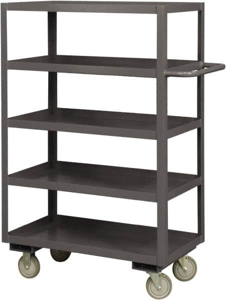 Durham - 1,200 Lb Capacity, 18" Wide x 36" Long x 55-5/8" High Service Cart - 5 Shelf, Steel, 2 Rigid/2 Swivel Casters - Caliber Tooling