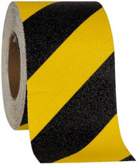 NMC - Black & Yellow Striped Anti-Slip Vinyl Tape - 6" Wide x 60' Long x 0.02" Thick, General Traffic - Caliber Tooling