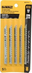 DeWALT - 4" Long, 10 Teeth per Inch, High Carbon Steel Jig Saw Blade - Toothed Edge, 1/4" Wide x 0.06" Thick, U-Shank - Caliber Tooling