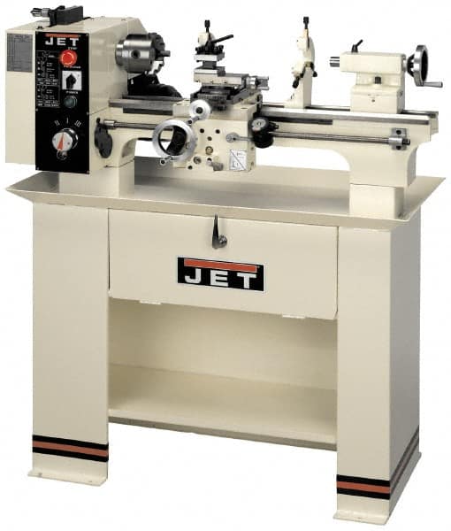 Jet - 14" Swing, 40" Between Centers, 230 Volt, Single Phase Bench Lathe - 5MT Taper, 3 hp, 40 to 1,800 RPM, 1-1/2" Bore Diam, 46" Deep x 28" High x 74-5/8" Long - Caliber Tooling