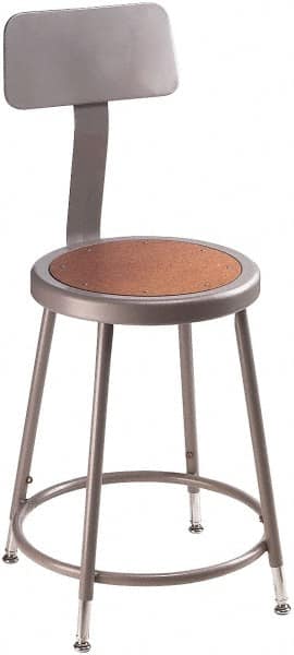 NPS - 16-3/4" Wide x 18-1/2" Deep x 44 to 53-1/2" High, Standard Base, Adjustable Seat Stool - Hardboard Seat, Gray and Brown - Caliber Tooling