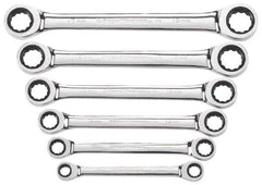 GearWrench - 6 Piece, 8mm x 9mm to 17mm x 19mm, Ratchet Set - Metric Measurement Standard, Chrome Finish, Comes in Display Card - Caliber Tooling