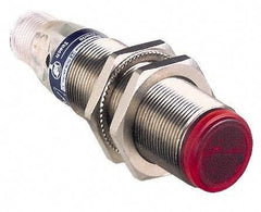 Telemecanique Sensors - 4 Pin M12 Connector, 15m Nominal Distance, Shock and Vibration Resistant, Through Beam Photoelectric Sensor - 12 to 24 VDC, 500 Hz, Nickel Plated Brass, 60mm Long x 18mm Wide - Caliber Tooling