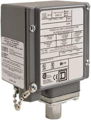 Square D - 4, 13 and 4X NEMA Rated, DPDT, 20 to 675 psi, Electromechanical Pressure and Level Switch - Fixed Pressure, 120 VAC at 6 Amp, 125 VDC at 0.22 Amp, 240 VAC at 3 Amp, 250 VDC at 0.11 Amp, 1/4 Inch Connector, Screw Terminal, For Use with 9012G - Caliber Tooling