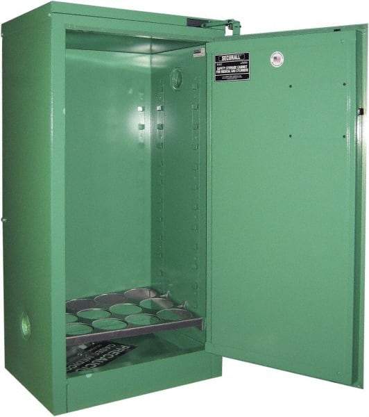 Securall Cabinets - 1 Door, Green Steel Standard Safety Cabinet for Flammable and Combustible Liquids - 46" High x 23" Wide x 18" Deep, Self Closing Door, 3 Point Key Lock, D, E Cylinder Capacity - Caliber Tooling