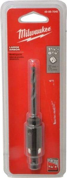 Milwaukee Tool - 1-1/4 to 6" Tool Diam Compatibility, Straight Shank, Steel Integral Pilot Drill, Hole Cutting Tool Arbor - 3/8" Min Chuck, Threaded Shank Attachment, For Hole Saws - Caliber Tooling