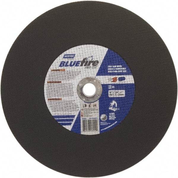 Norton - 14" 36 Grit Zirconia Alumina Cutoff Wheel - 7/64" Thick, 1" Arbor, 4,365 Max RPM, Use with Stationary Tools - Caliber Tooling