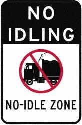 NMC - "No Idle Zone", 18" Long x 12" Wide, Aluminum Safety Sign - Use for Workplace/Safety - Caliber Tooling