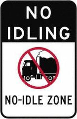 NMC - "No Idle Zone", 18" Long x 12" Wide, Aluminum Safety Sign - Use for Workplace/Safety - Caliber Tooling