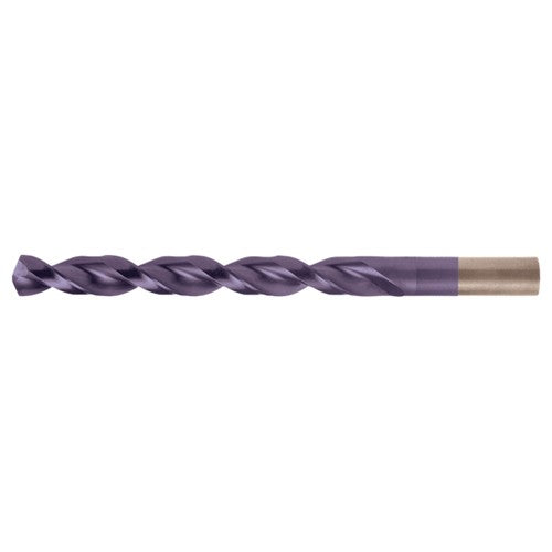 8.50mm RHS / RHC HSS-CO 8% (M42) 135 Degree Split Point Q-Cobalt Wide Land Parabolic Jobber Drill - TiAlN - Exact Industrial Supply