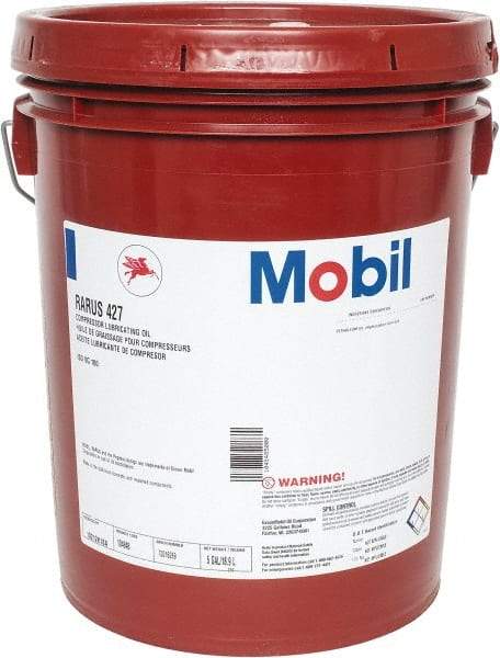 Mobil - 5 Gal Pail, ISO 100, SAE 30, Air Compressor Oil - 300°, 104.6 Viscosity (cSt) at 40°C, 11.6 Viscosity (cSt) at 100°C - Caliber Tooling