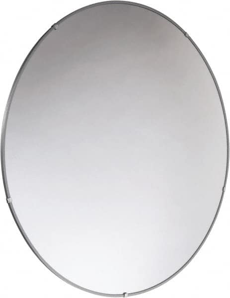 PRO-SAFE - Indoor Round Convex Safety, Traffic & Inspection Mirrors - Acrylic Lens, Laminated Hardboard Backing, 36" Diam x 2-3/8" High, 38' Max Covered Distance - Caliber Tooling