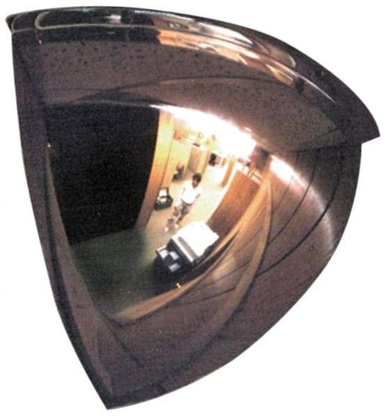 PRO-SAFE - Indoor & Outdoor Quarter Dome Dome Safety, Traffic & Inspection Mirrors - Acrylic Lens, 36" Diam x 16-1/2" High, 31' Max Covered Distance - Caliber Tooling