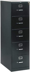 Hon - 26" Wide x 60" High x 26-1/2" Deep, 5 Drawer Vertical File with Lock - Steel, Black - Caliber Tooling