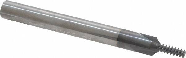 Scientific Cutting Tools - #10-24 Thread, 1/4" Shank Diam, TiAlN Coating, Solid Carbide Straight Flute Thread Mill - 3 Flutes, 2-1/2" OAL, #8 Min Noml Diameter - Caliber Tooling