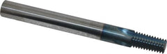 Scientific Cutting Tools - 1/4-18, 3/8-18 Thread, 3/8" Shank Diam, TiAlN Coating, Solid Carbide Straight Flute Thread Mill - 4 Flutes, 3-1/2" OAL, 1/4" Min Noml Diameter - Caliber Tooling