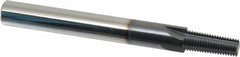 Scientific Cutting Tools - 1/8-27 Thread, 3/8" Shank Diam, TiAlN Coating, Solid Carbide Straight Flute Thread Mill - 4 Flutes, 3-1/2" OAL, 1/8" Min Noml Diameter - Caliber Tooling