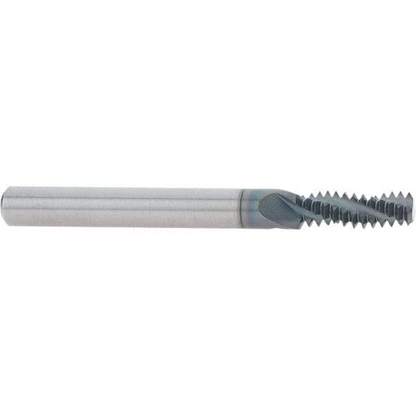 Scientific Cutting Tools - 5/16-18 UNC, 0.235" Cutting Diam, 3 Flute, Solid Carbide Helical Flute Thread Mill - Internal/External Thread, 0.689" LOC, 2-1/2" OAL, 1/4" Shank Diam - Caliber Tooling