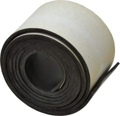 Made in USA - 60" Long, 2" Wide, 0.093" Thick, Buna-N Rubber Foam Sheet - 50 to 60 Durometer, Black, -20 to 180°F, 2,500 psi Tensile Strength, Adhesive Backing, Stock Length - Caliber Tooling