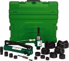 Greenlee - 20 Piece, 4" Punch Hole Diam, Hydraulic Knockout Set - Round Punch, 10 Gage Mild Steel - Caliber Tooling