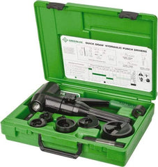 Greenlee - 9 Piece, 2" Punch Hole Diam, Hydraulic Punch Driver Kit - Round Punch, 10 Gage Mild Steel - Caliber Tooling