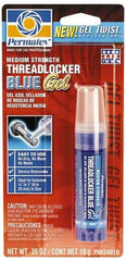 Permatex - 10 Gal Tube, Blue, Medium Strength Gel Threadlocker - Series 240, 24 hr Full Cure Time, Hand Tool Removal - Caliber Tooling