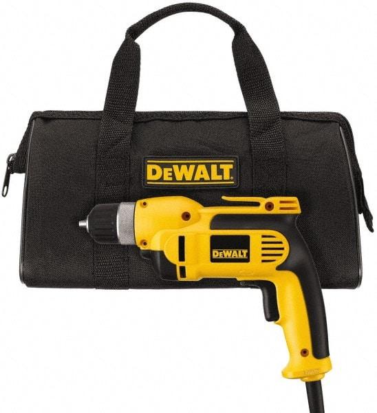 DeWALT - 3/8" Keyless Chuck, 2,500 RPM, Pistol Grip Handle Electric Drill - 8 Amps, Reversible, Includes Kit Box - Caliber Tooling