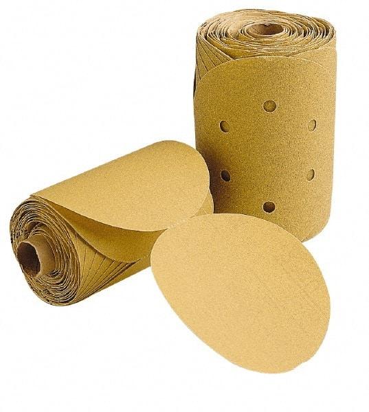 3M - 8" Diam, 100 Grit FEPA, Aluminum Oxide Adhesive PSA Disc - Fine Grade, Gold, F Weighted Backing, Flexible, Use with Random Orbital Sanders - Caliber Tooling