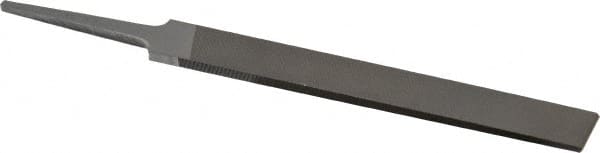 Grobet - 4" Standard Precision Swiss Pattern Hand File - Double Cut, 17/32" Width Diam x 1/8" Thick, With Tang - Caliber Tooling