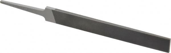 Grobet - 4" Standard Precision Swiss Pattern Hand File - Double Cut, 17/32" Width Diam x 1/8" Thick, With Tang - Caliber Tooling