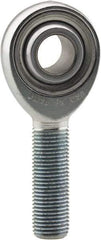 Made in USA - 5/16" ID, 7/8" Max OD, 7,640 Lb Max Static Cap, Plain Male Spherical Rod End - 5/16-24 LH, 1-1/4" Shank Length, Alloy Steel with Steel Raceway - Caliber Tooling