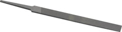 Grobet - 4" Standard Precision Swiss Pattern Regular Pillar File - Double Cut, 3/8" Width Diam x 1/8" Thick, With Tang - Caliber Tooling