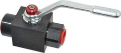 Parker - 1/2" Pipe, Carbon Steel Standard Ball Valve - Inline - Two Way Flow, FNPT x FNPT Ends, Lever Handle, 7,500 WOG - Caliber Tooling