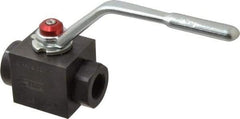 Parker - 3/4" Pipe, Carbon Steel Standard Ball Valve - Inline - Two Way Flow, FNPT x FNPT Ends, Lever Handle, 6,000 WOG - Caliber Tooling