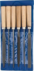 Grobet - 6 Piece American Pattern File Set - 7" Long, Set Includes Flat, Half Round, Round, Square, Three Square, Warding - Caliber Tooling