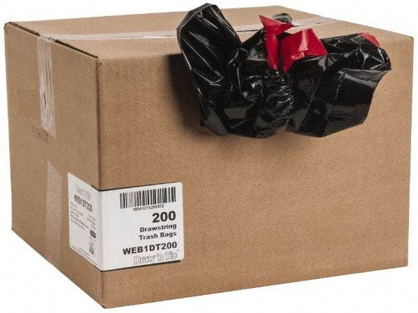 PRO-SOURCE - 1.2 mil Thick, Household/Office Trash Bags - Hexene Resins, Drawstring, 30-1/2" Wide x 34" High, Black - Caliber Tooling