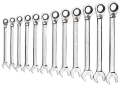 GearWrench - 12 Piece, 8mm to 19mm, Ratcheting Combination Wrench Set - Metric Measurement Standard, Chrome Finish, Comes in Tray - Caliber Tooling