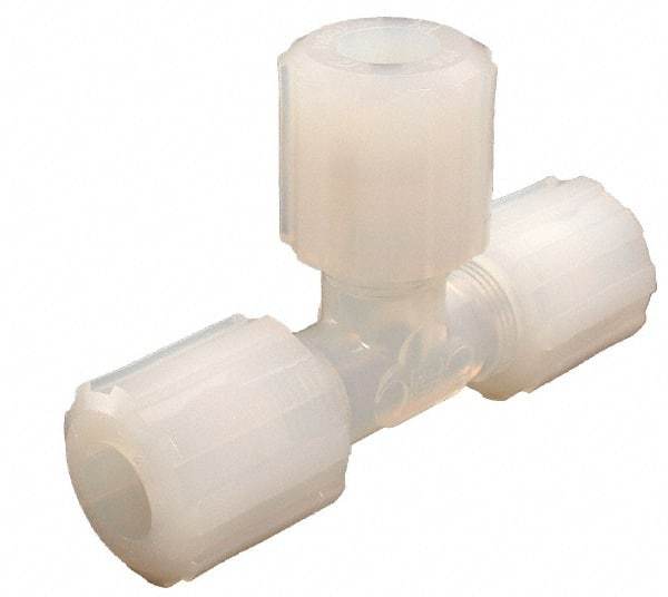 Parker - 3/8" Tube OD, PFA PTFE Plastic Compression Tube Union Tee - 300°F Max, Plastic Grip - Caliber Tooling