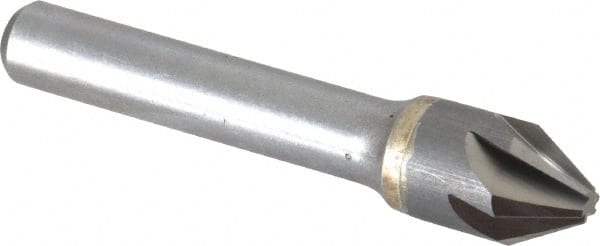 Made in USA - 1/2" Head Diam, 3/8" Shank Diam, 6 Flute 60° Solid Carbide Countersink - Caliber Tooling